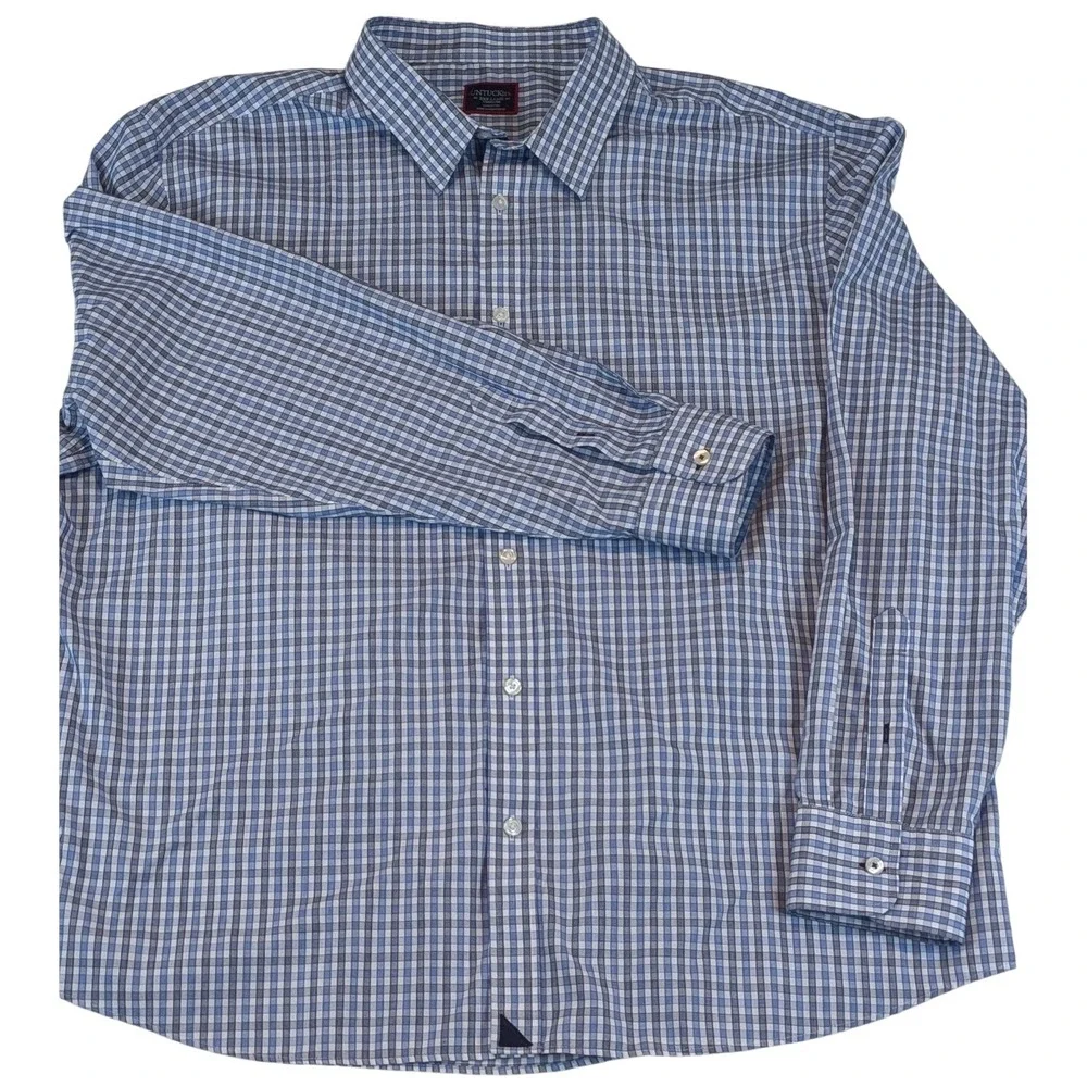UNTUCKit Men's Check Dress Shirt Long‎ Sleeve Button Down Collared Shirt